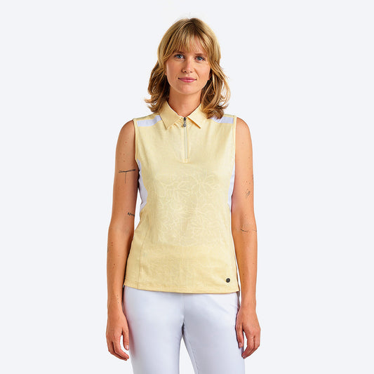 Nivo Ladies Micro-Perforated Sleeveless Polo in Honey Infusion