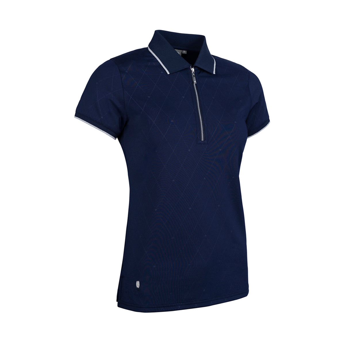 Glenmuir Ladies Navy Short Sleeve Polo with Subtle Diamond Print