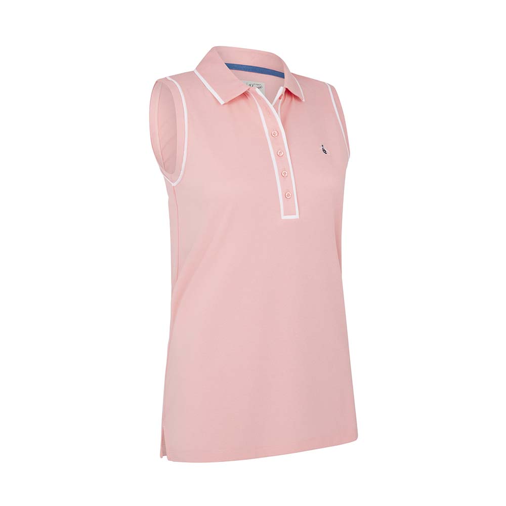 Original Penguin Ladies Piped Sleeveless Polo in Geranium Pink