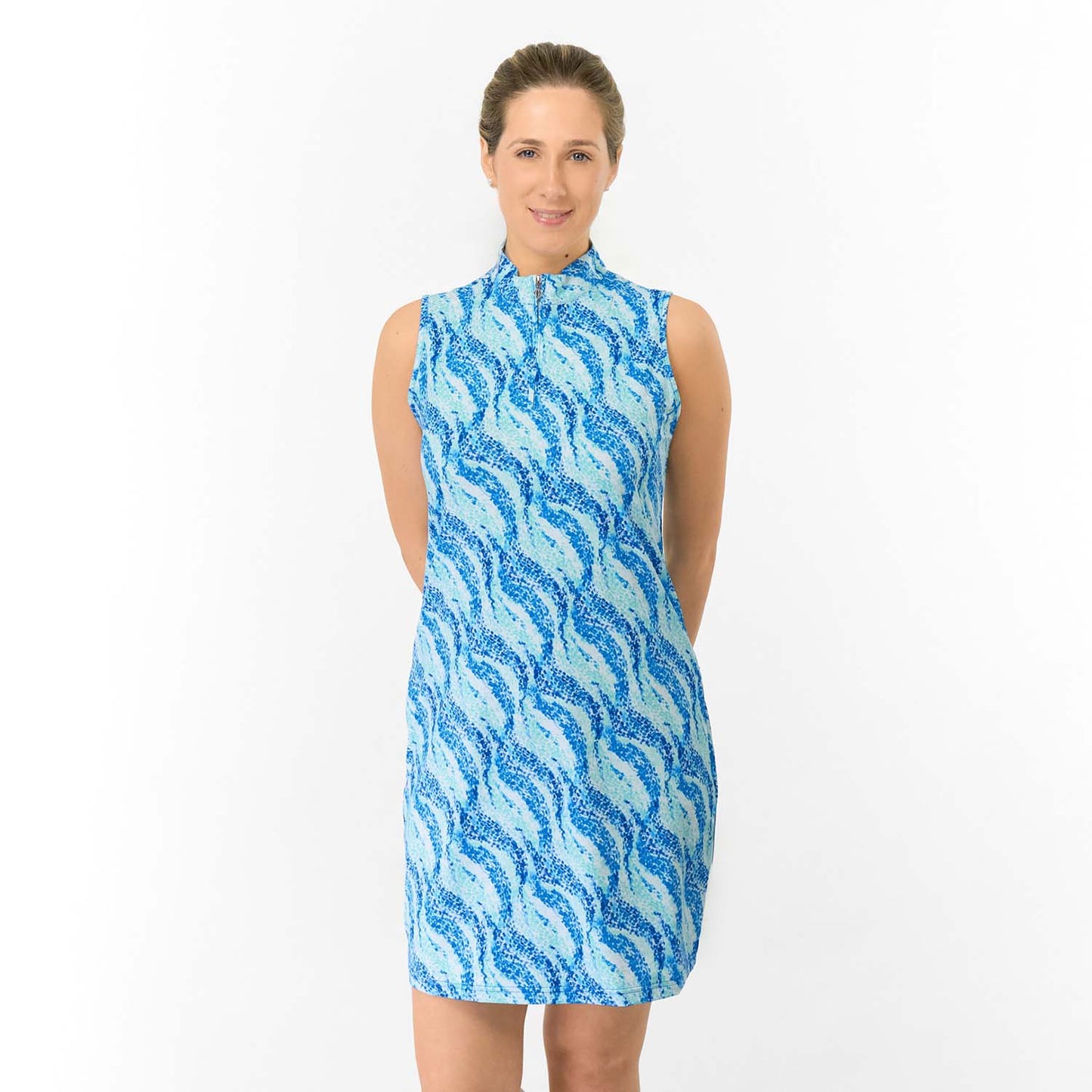 Pure Golf Ladies Golf Sleeveless Dress with Abstract Wave Design for Stylish Days on the Course