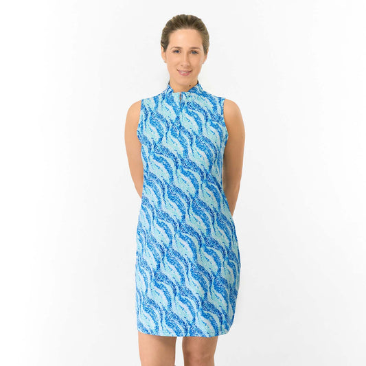Pure Golf Ladies Golf Sleeveless Dress with Abstract Wave Design for Stylish Days on the Course