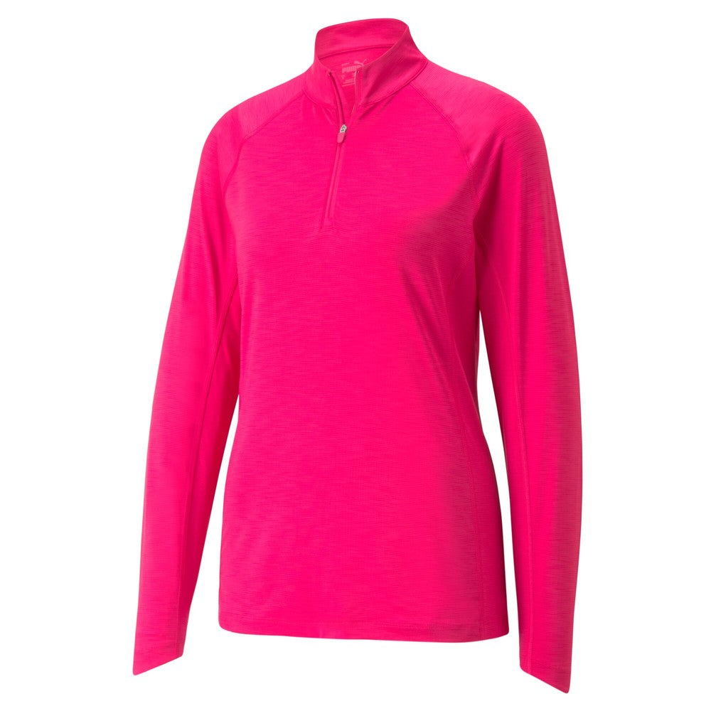 Puma Ladies 1/4 Zip YOU-V Long Sleeve Top with UPF 50+ in Orchid Shadow Heather