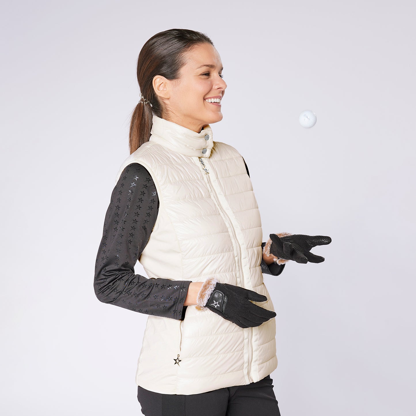 Swing Out Sister Ladies Quilted Gilet with Soft Sheen Finish and Stretch Side Panels