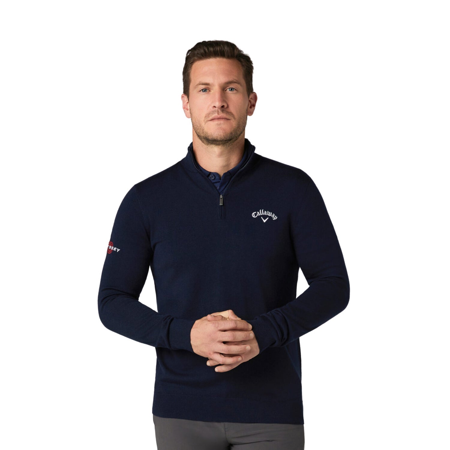 Callaway Mens Navy Thermal 1/4 Zip Merino Blend Sweater