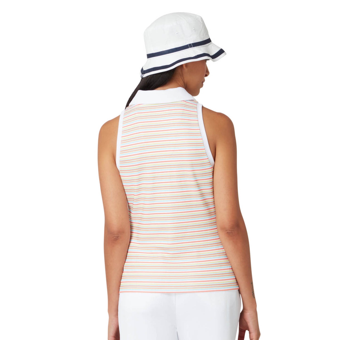 Original Penguin Ladies Ribbed Fine Line Stripe Sleeveless Polo