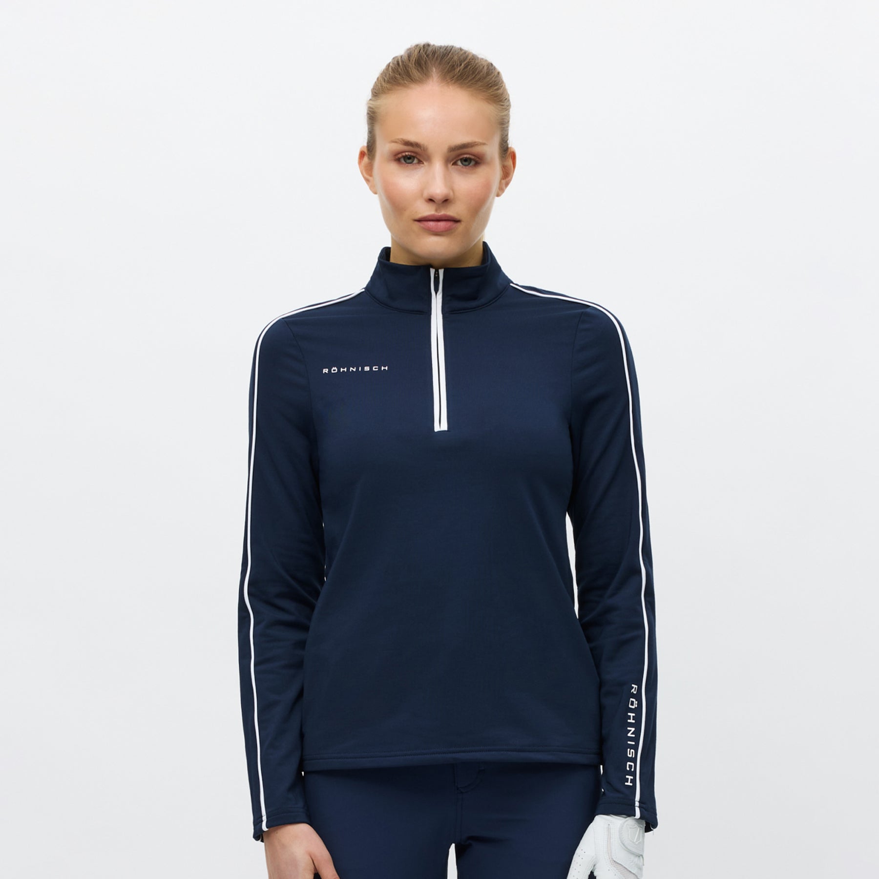 Rohnisch Ladies Navy Thermal Brushed Back Golf Mid-layer for Cool-Weather Chic On & Off the Course