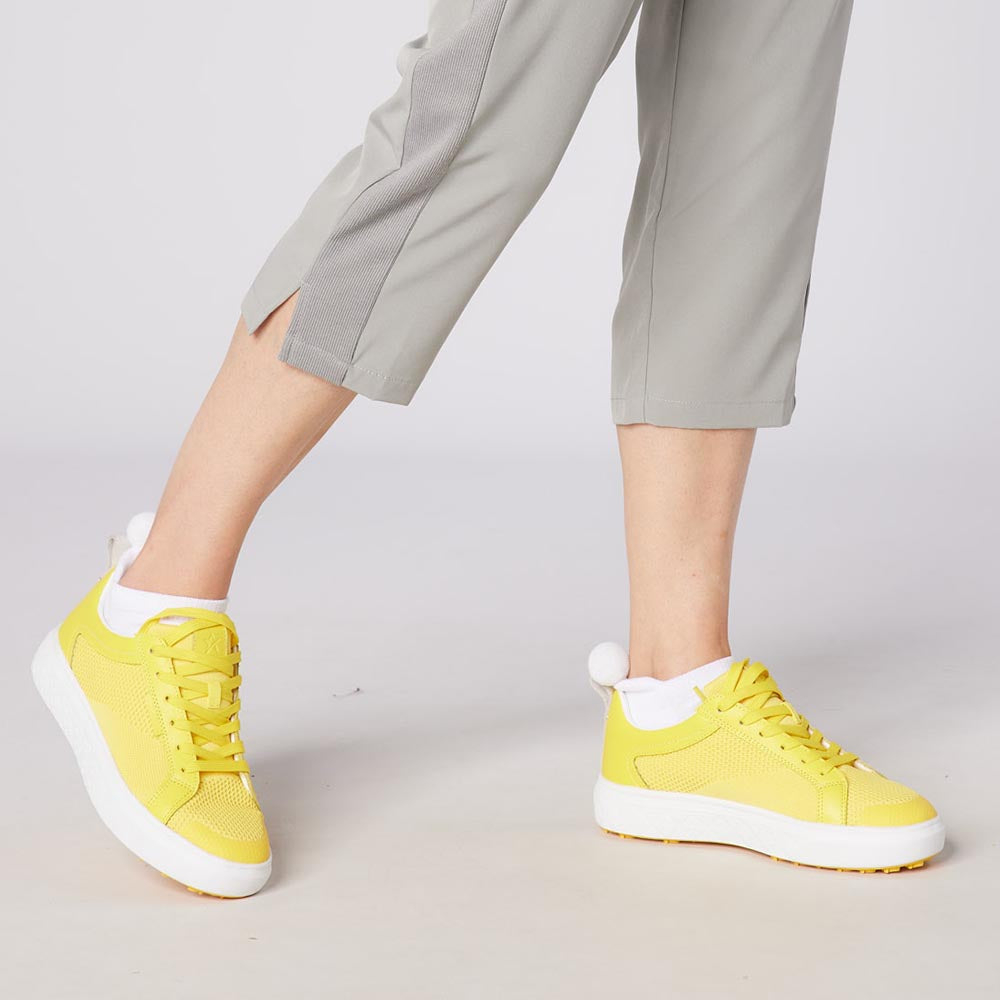 Swing Out Sister Ladies Mesh & Faux Leather Golf Shoes in a Fun Sunshine Shade