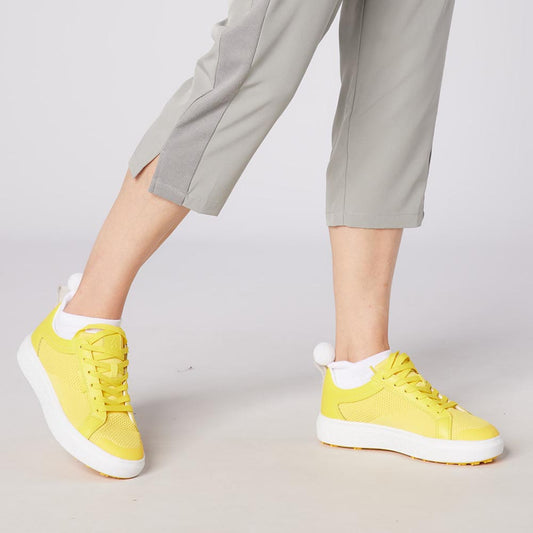 Swing Out Sister Ladies Mesh & Faux Leather Golf Shoes in a Fun Sunshine Shade