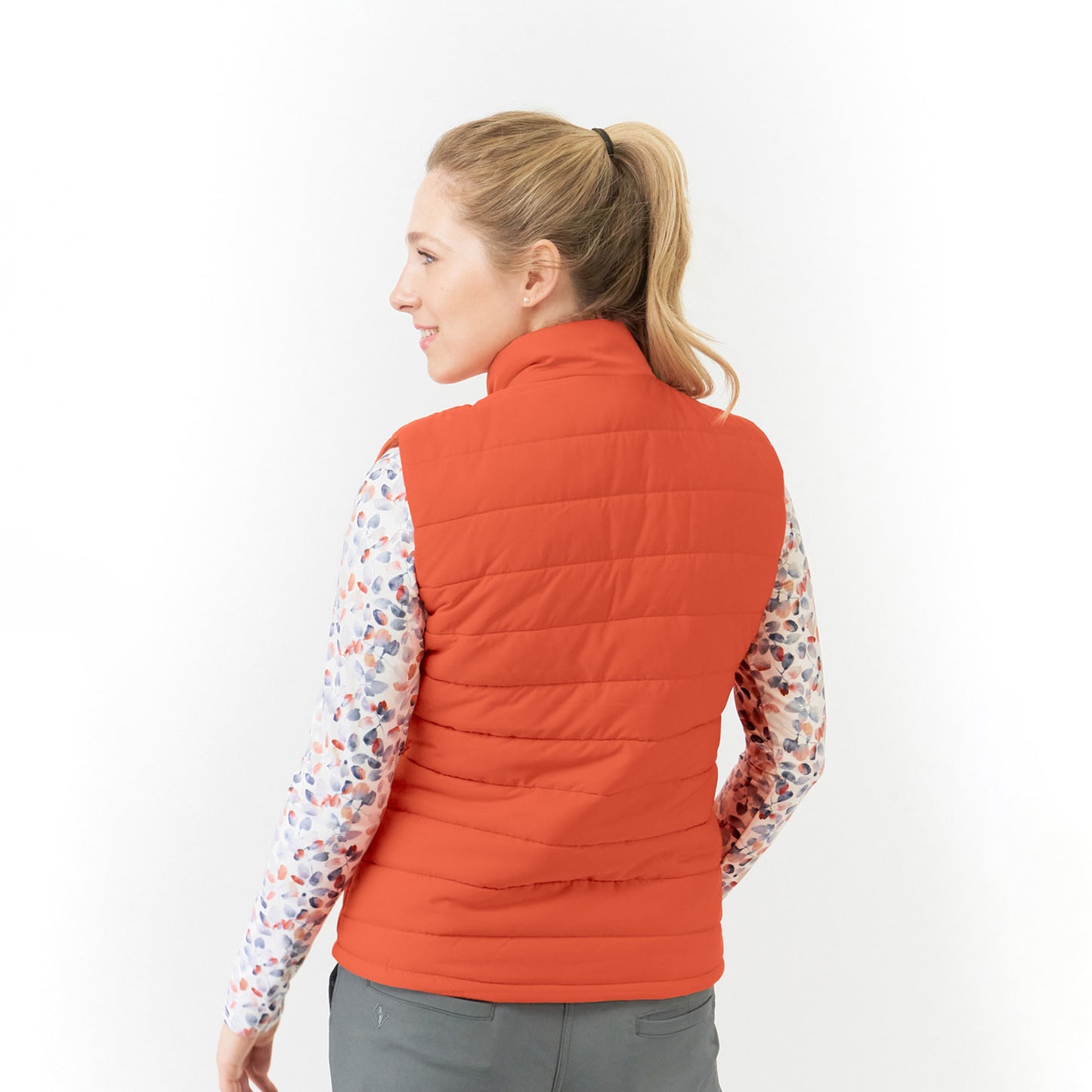 Pure Golf Ladies Insulated Quilted Gilet in Ember Orange