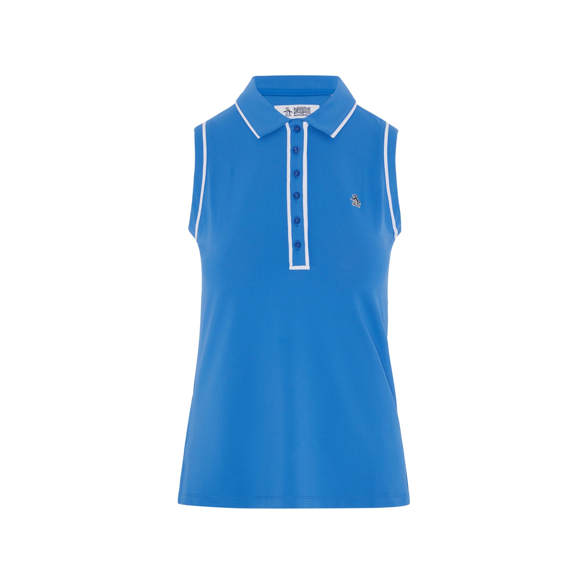 Original Penguin Ladies Sleeveless Polo with Contrast Piping in Nebulas Blue