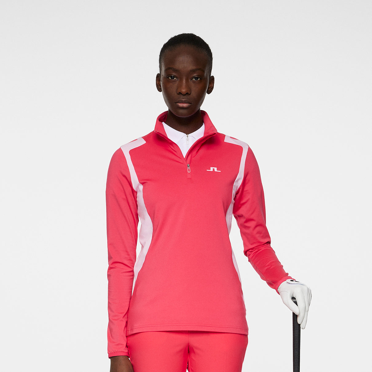 J.Lindeberg Ladies Brushed Back Quarter Zip Mid-Layer