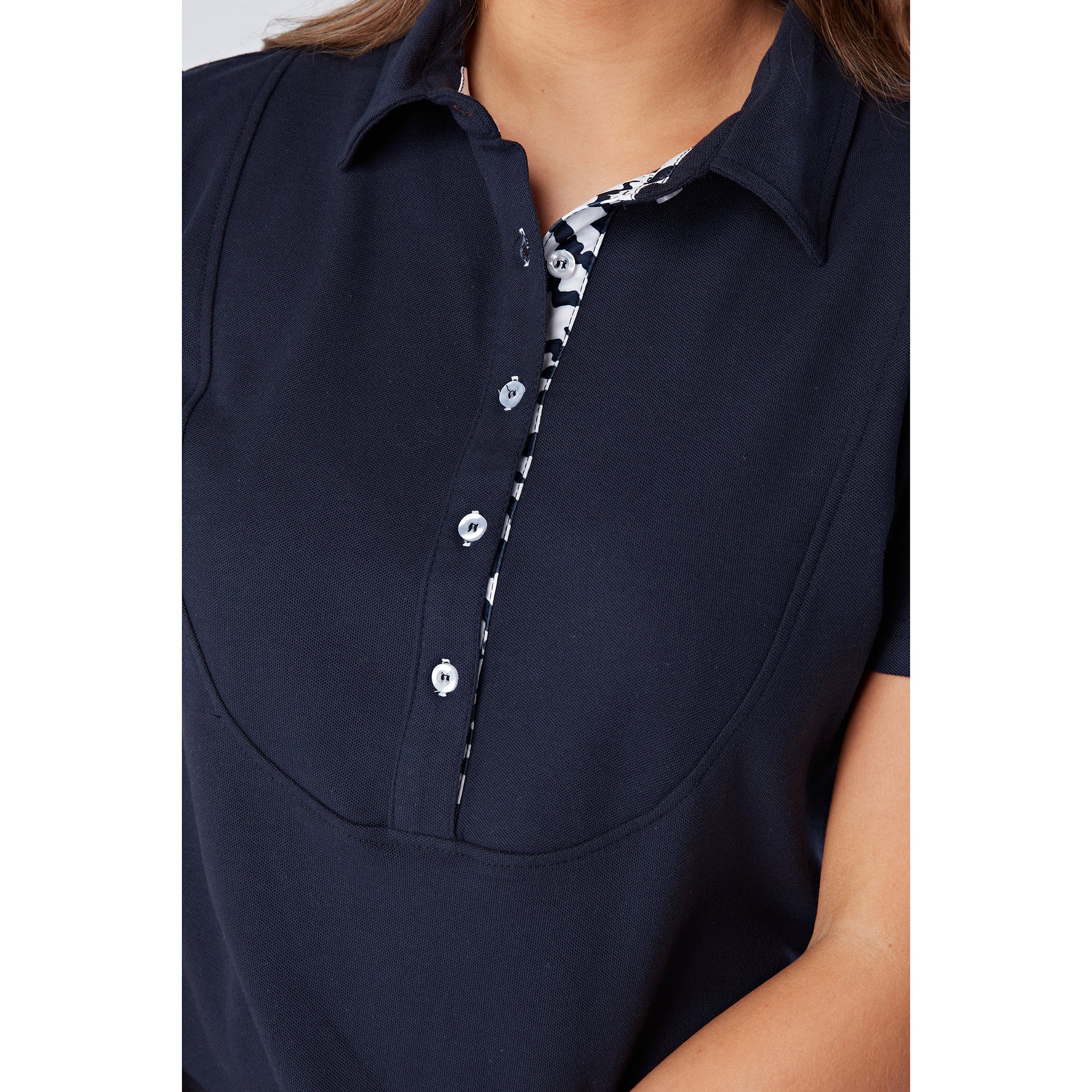 Swing Out Sister Ladies Short Sleeve Polo Shirt with Soft Cotton Finish in Navy Blue