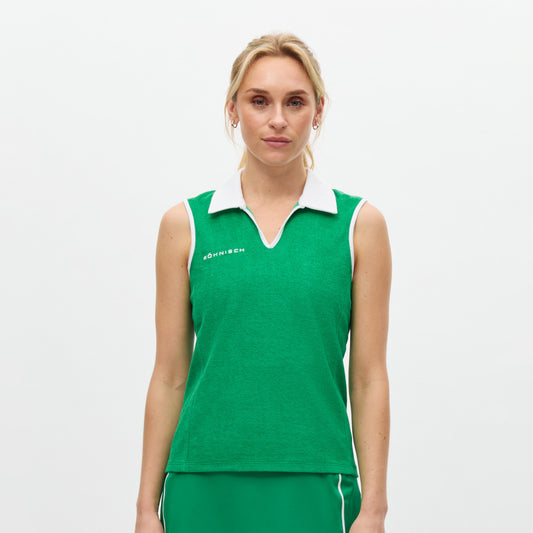 Rohnisch Ladies Terry Sleeveless Polo for Soft, Feminine Tailoring