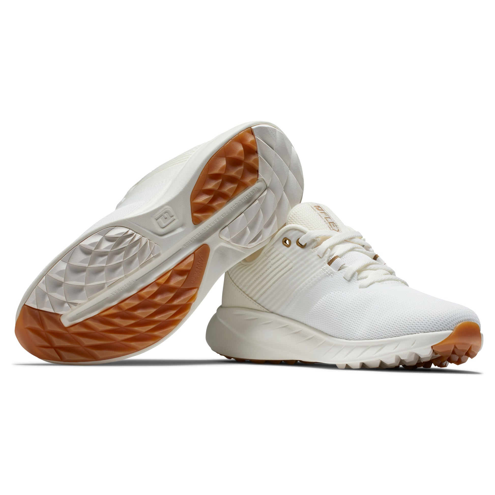 FootJoy Ladies Spikeless Flex Golf Shoes in White and Beige