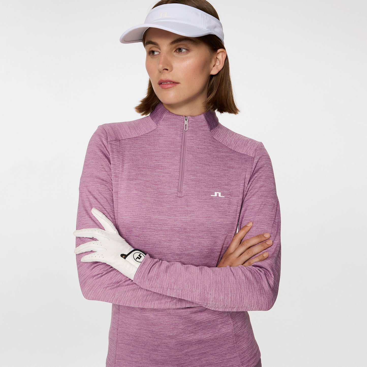 J.Lindeberg Ladies Heathered Zip-Neck Mid-Layer
