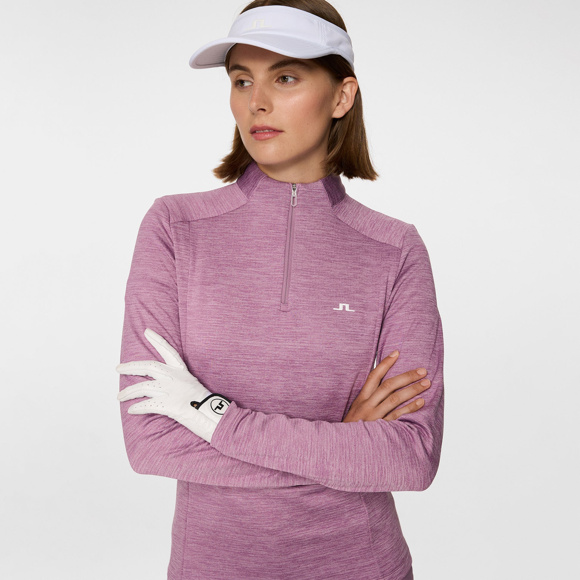 J.Lindeberg Ladies Heathered Zip-Neck Mid-Layer