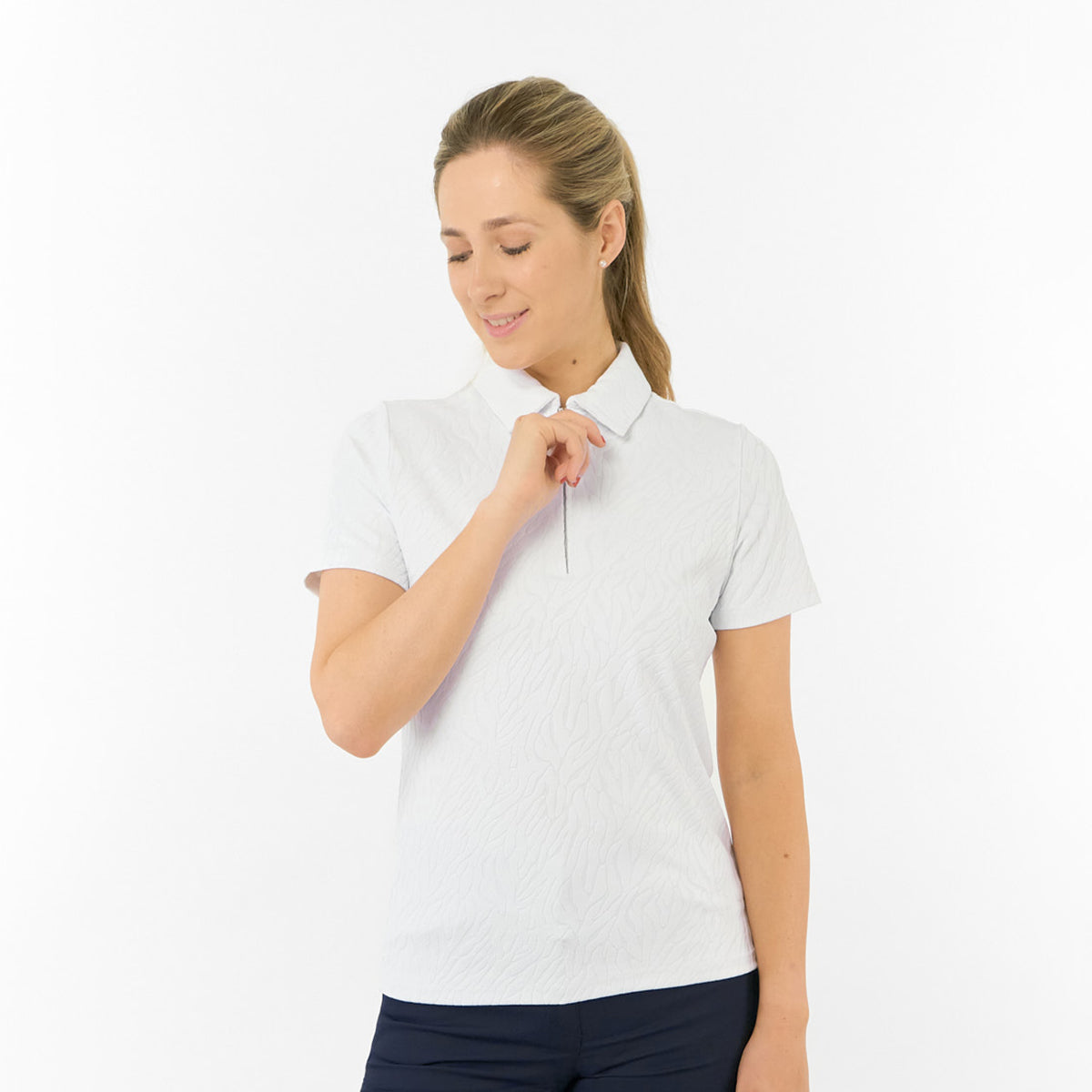 Pure Golf Ladies Short Sleeve Jacquard Textured Polo