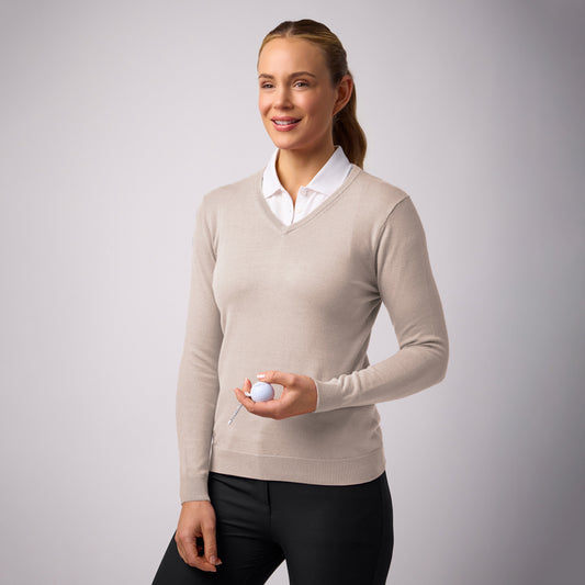 Glenmuir Women's Premium Cotton V-Neck Golf Sweater