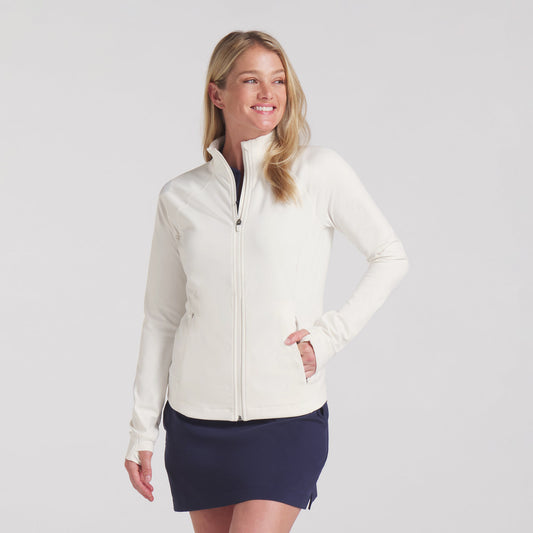 Puma Golf Ladies Full-Zip Soft-Stretch Jacket in Warm White