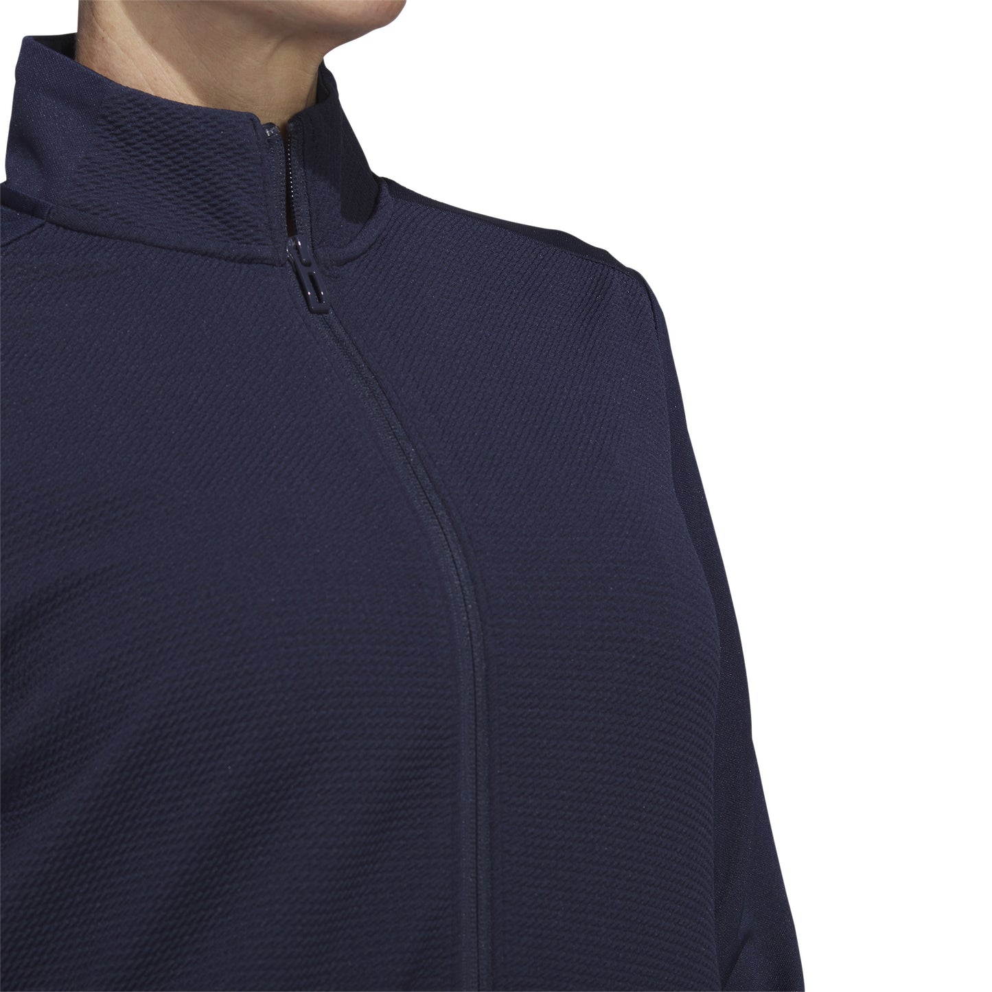 adidas Ladies Lightweight Textured Jersey Golf Jacket in Collegiate Navy