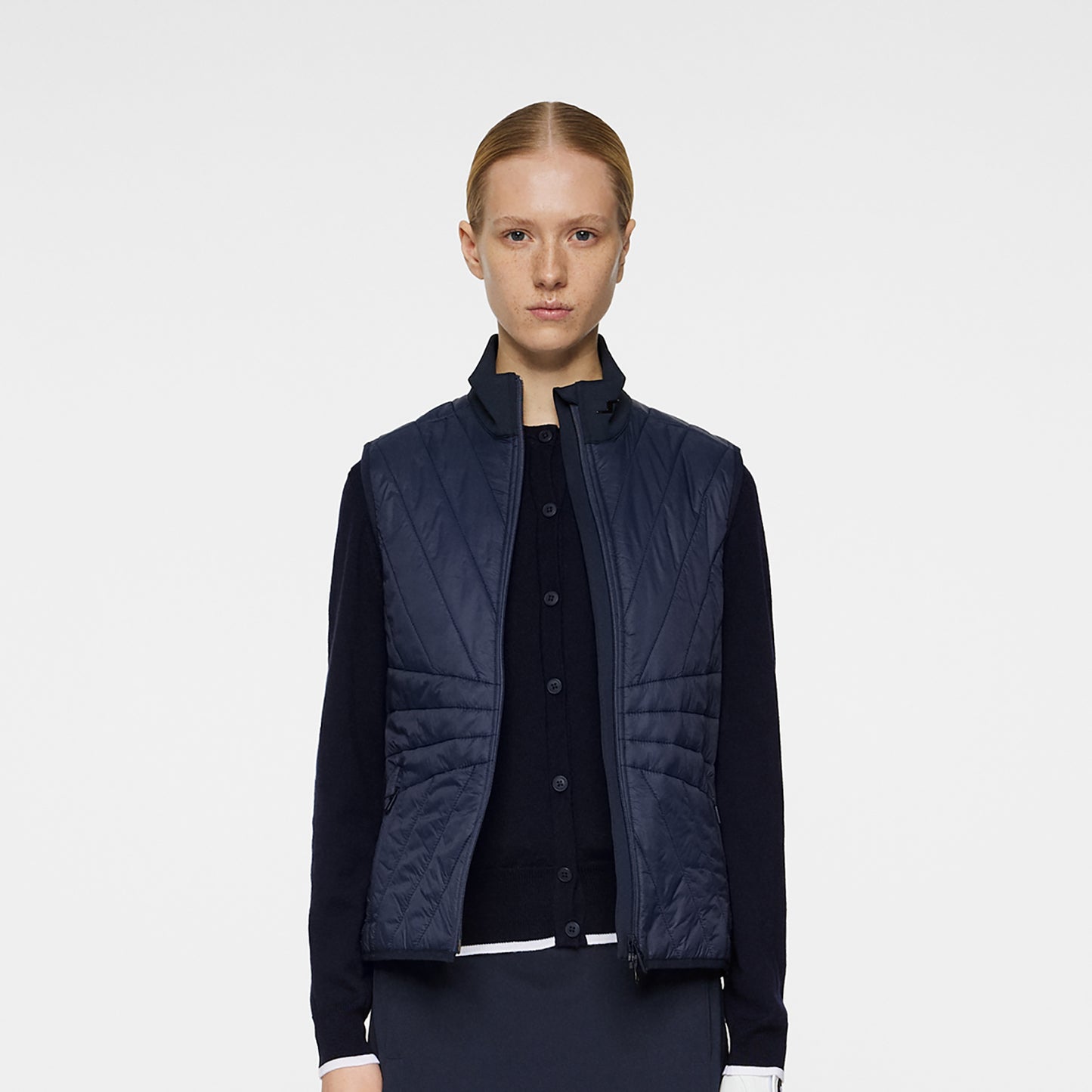 J.Lindeberg Ladies Quilted Hybrid Gilet in Navy