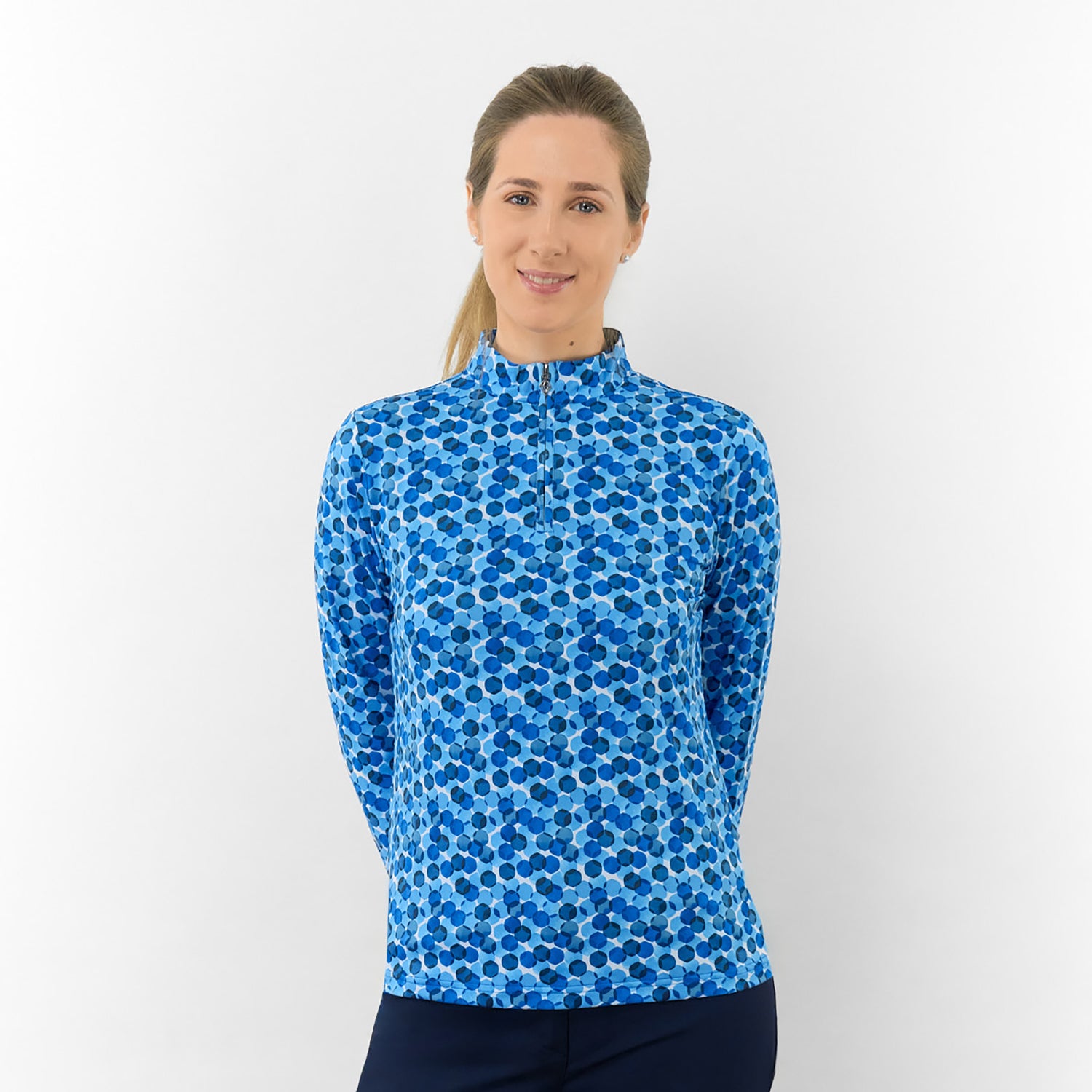 Pure Ladies Long Sleeve Top in Abstract Geometric Print for Effortless Style & All-Day Comfort