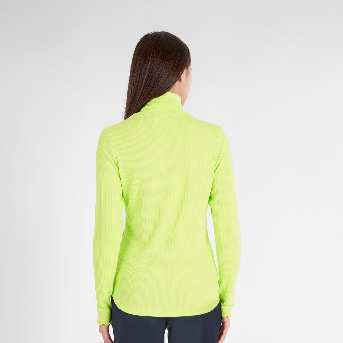 Green Lamb Ladies Soft-Stretch Roll Neck with Diagonal Rib Detail