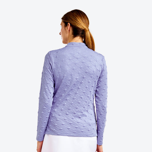 Nivo Ladies Mock Neck Long Sleeve Top with Textured Diamond Print