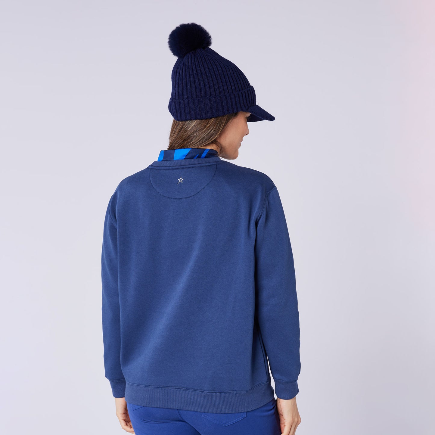 Swing Out Sister Ladies Brushed-Backed Embossed Golf Sweatshirt in Navy