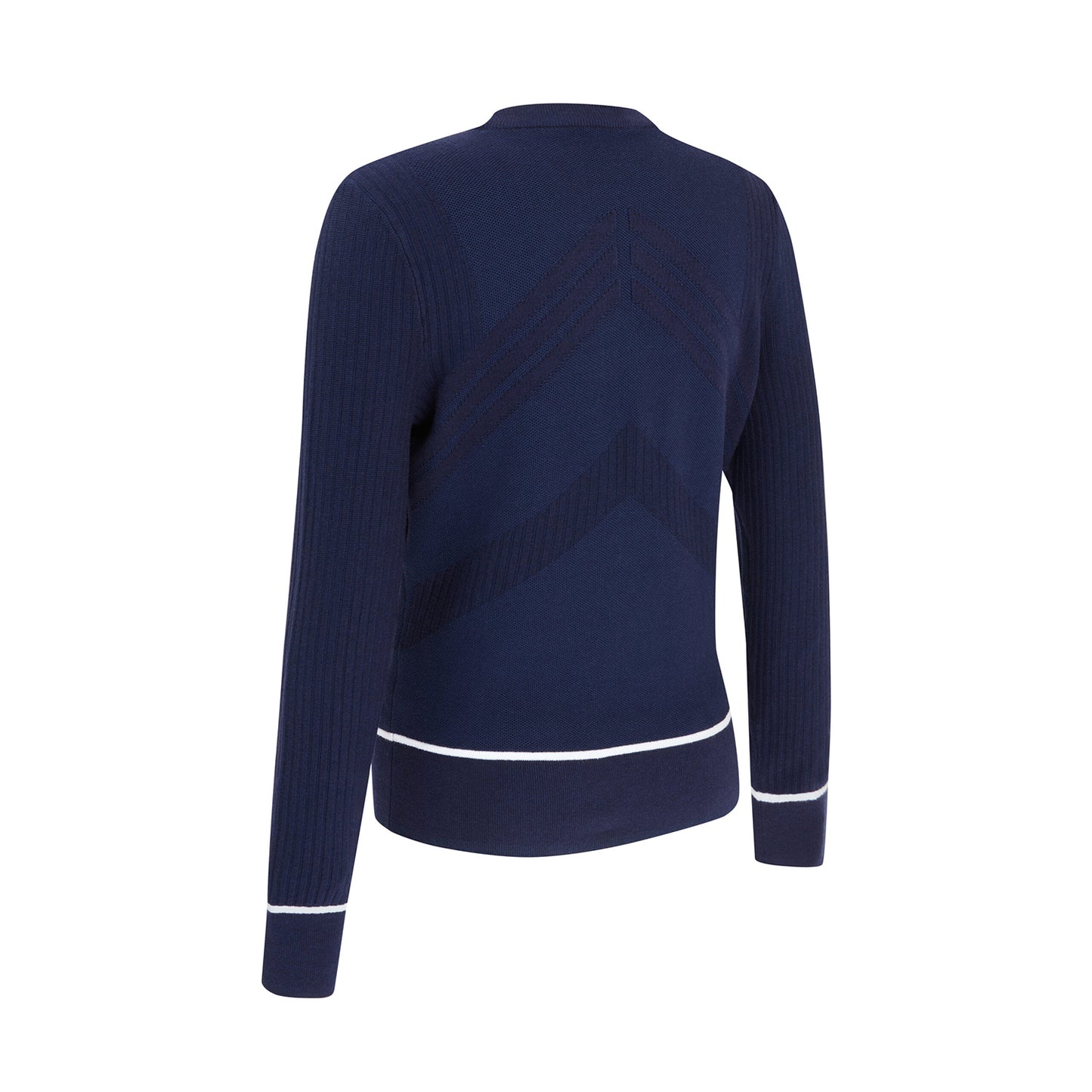 Callaway Ladies Cotton blend Chevron Sweater in Navy with Contrast Tipping