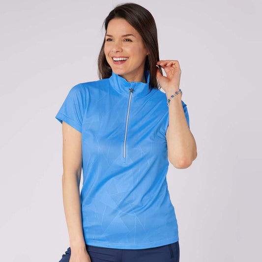 Swing Out Sister Ladies Mirage Cap Sleeve Polo in Ocean
