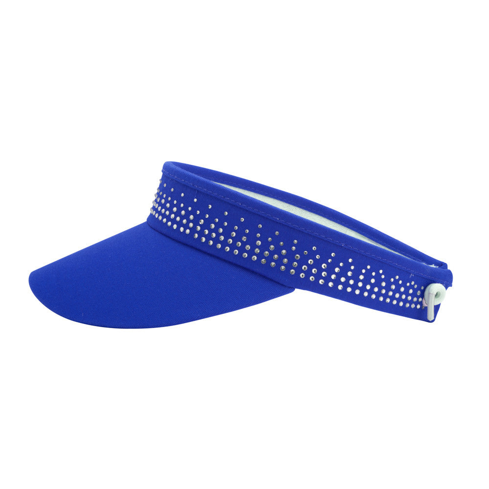 Surprizeshop Crystal Embellished Visor with Adjustable Fit in Royal Blue