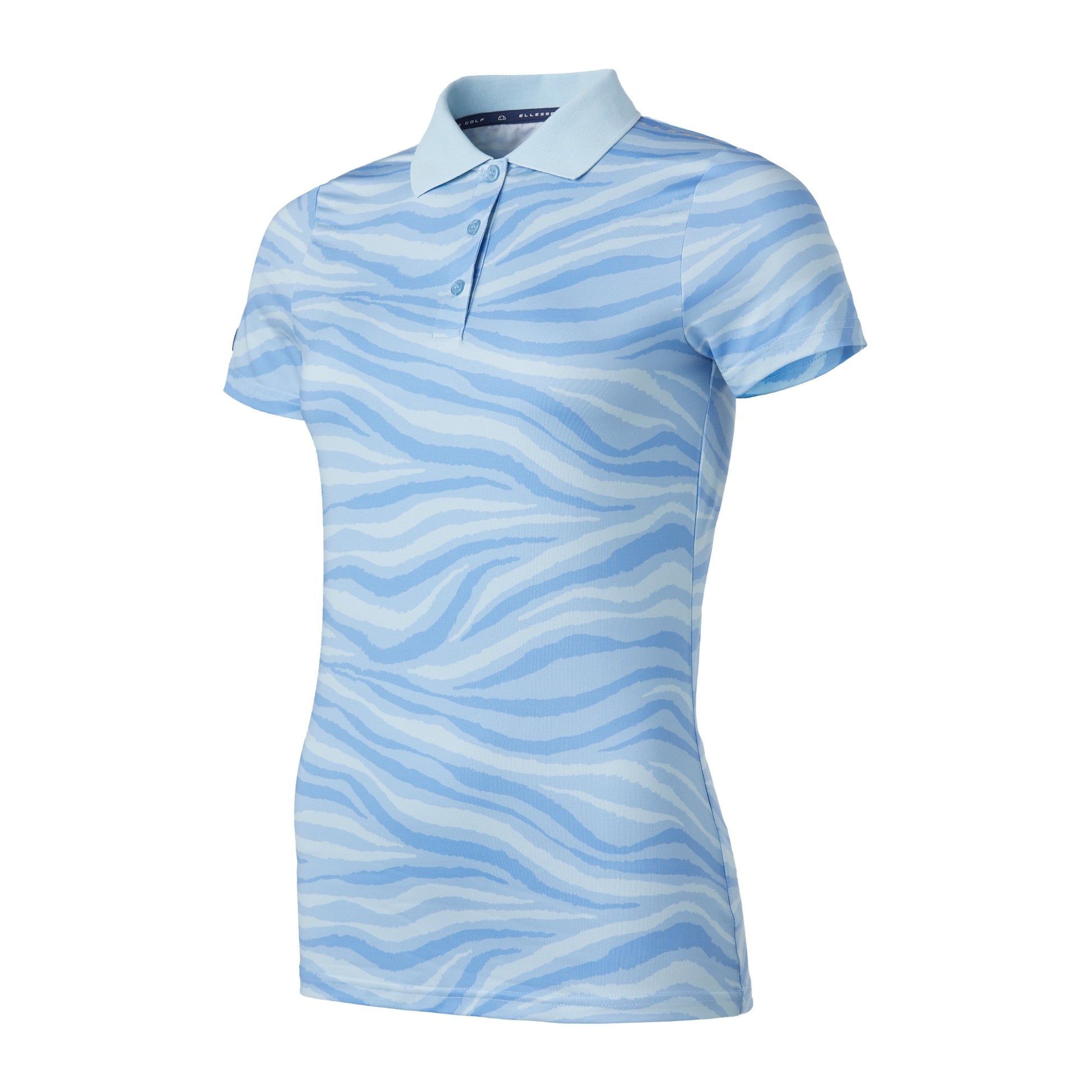 Ellesse Light Blue Short Sleeve Polo with Abstract Wave Print