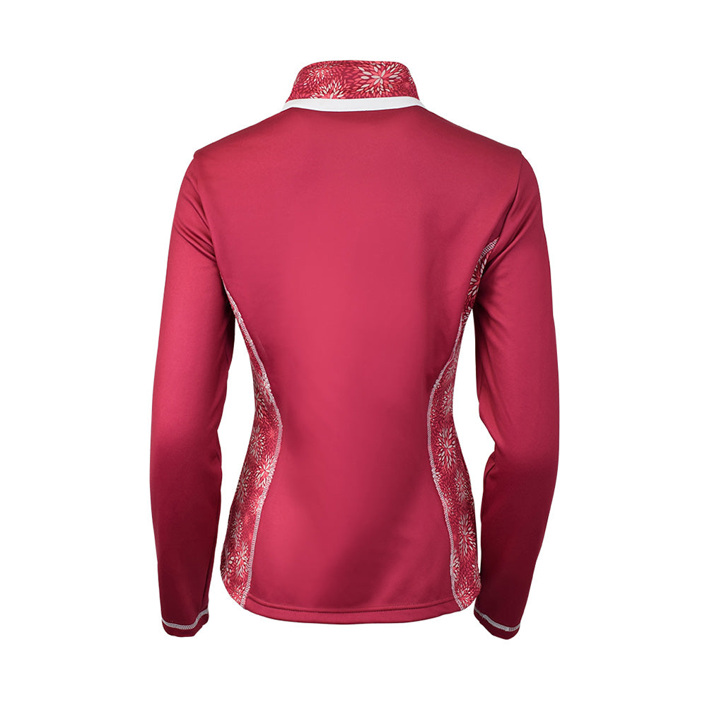 Pure Golf Ladies Patterned Full Zip Mid-Layer in Garnet Berry