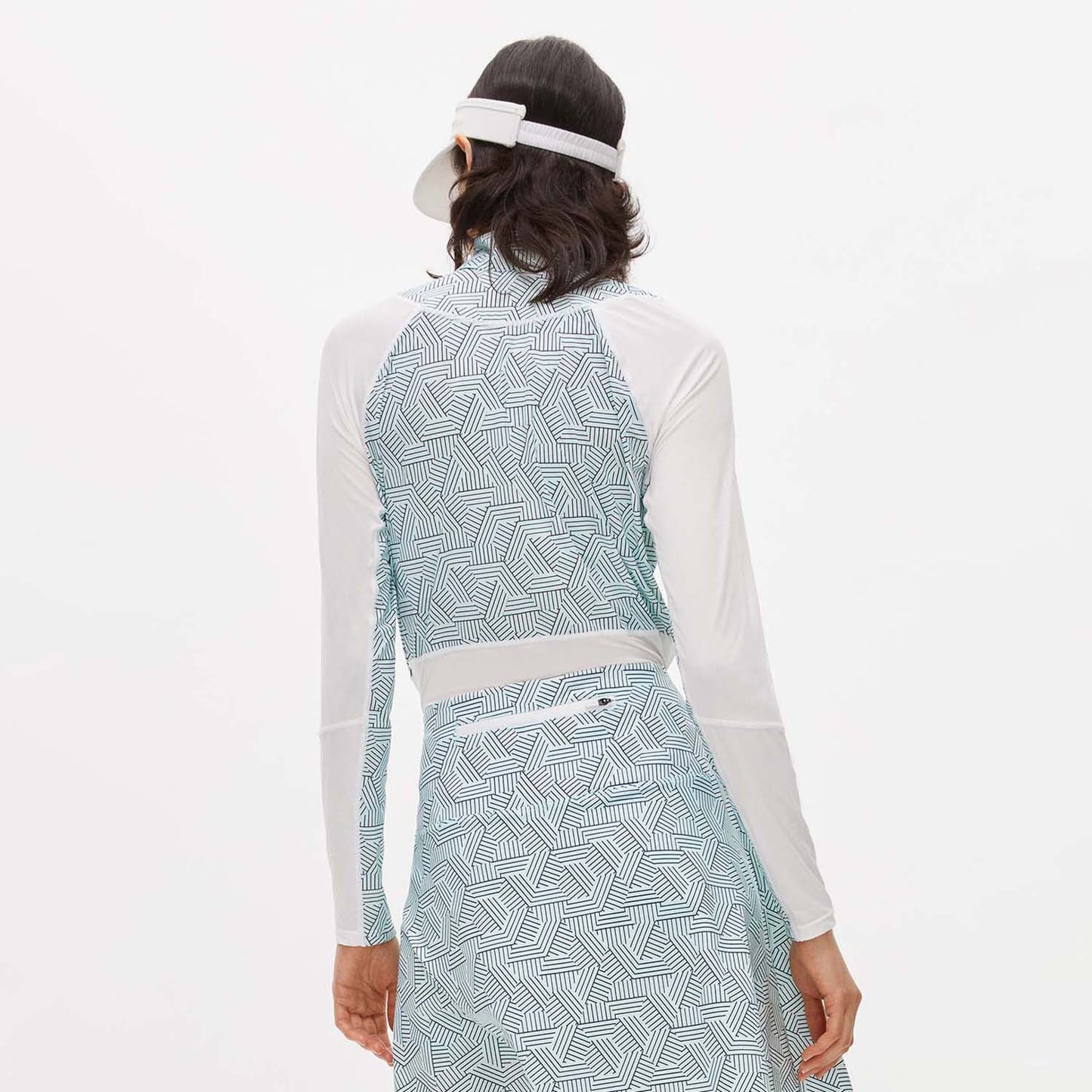 Rohnisch Ladies Long Sleeve Top with Printed Panels in Hexagon Mint