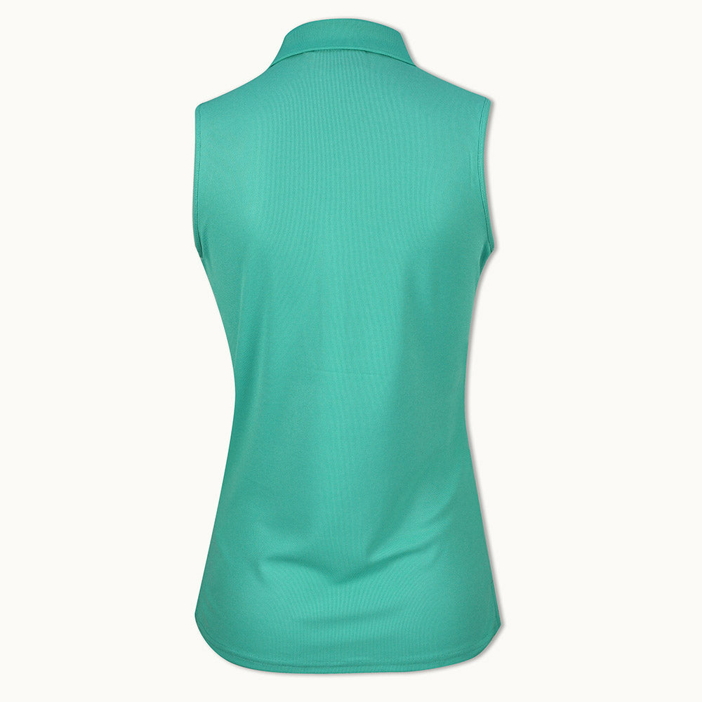 Glenmuir Ladies Sleeveless Pique Polo with Stretch in Marine Green
