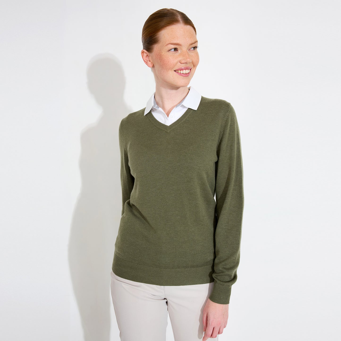 Abacus Ladies Merino Blend V-Neck Pullover