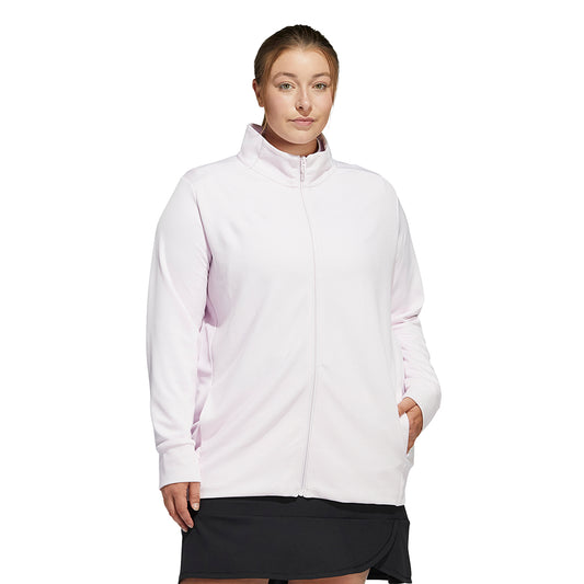 adidas Ladies Plus Size Lightweight Textured Jersey Jacket in Almost Pink