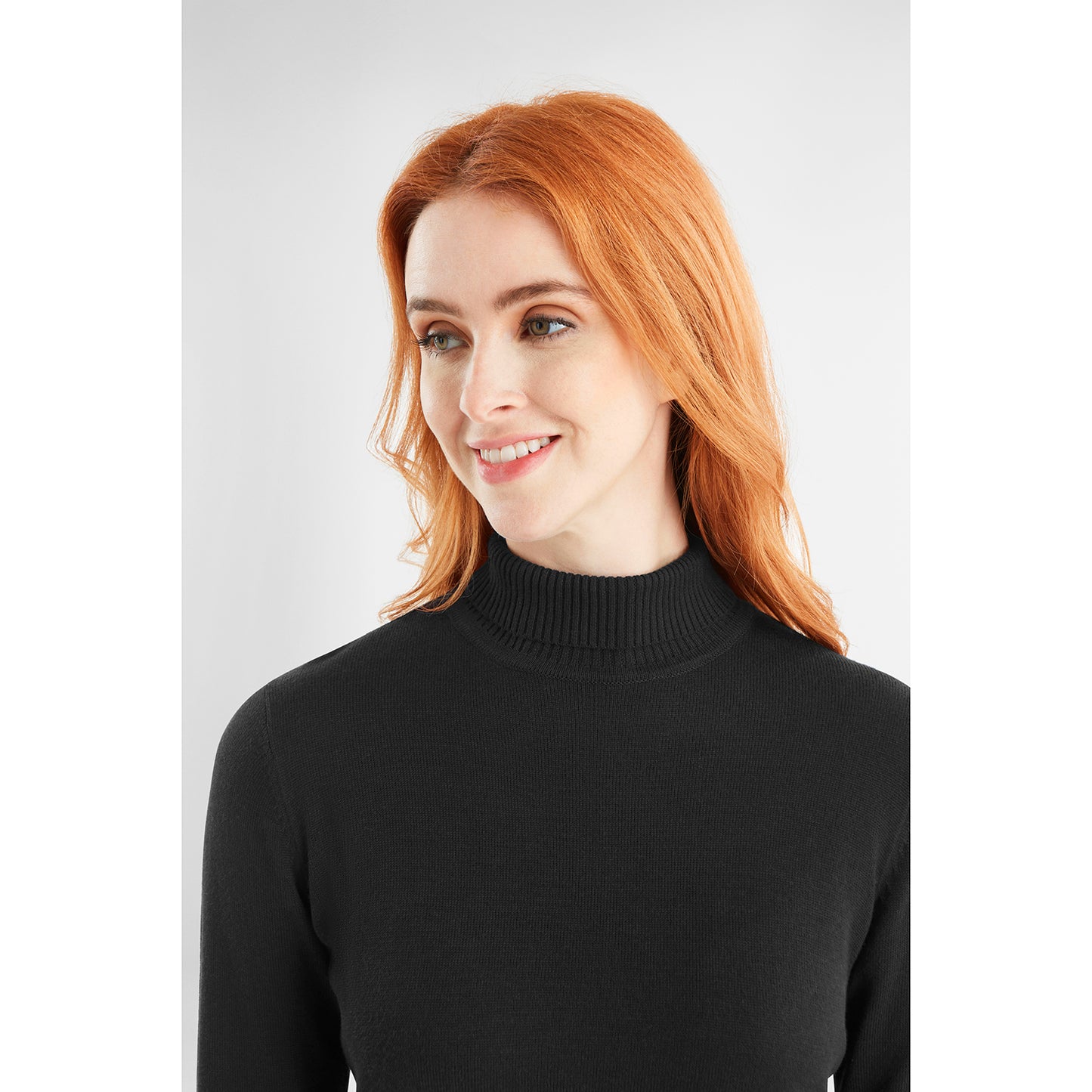Green Lamb Ladies Cashmere Mix Roll Neck in Black