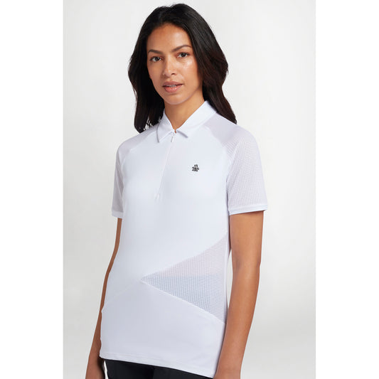Original Penguin Ladies Short Sleeve Polo with Mesh Detail in Bright White