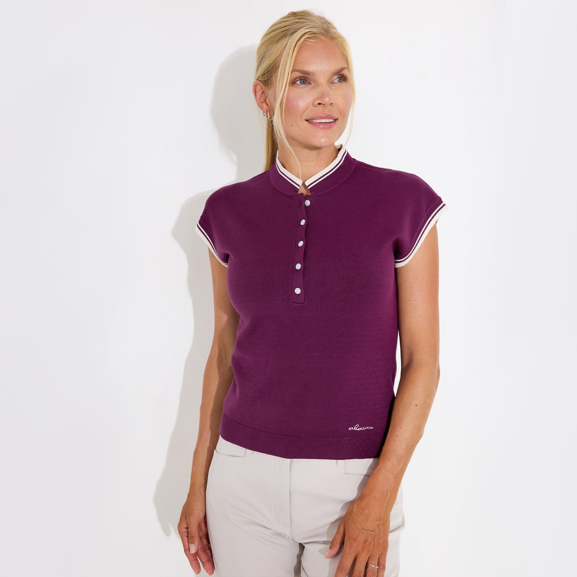 Abacus Ladies Knitted Cap Sleeve Polo