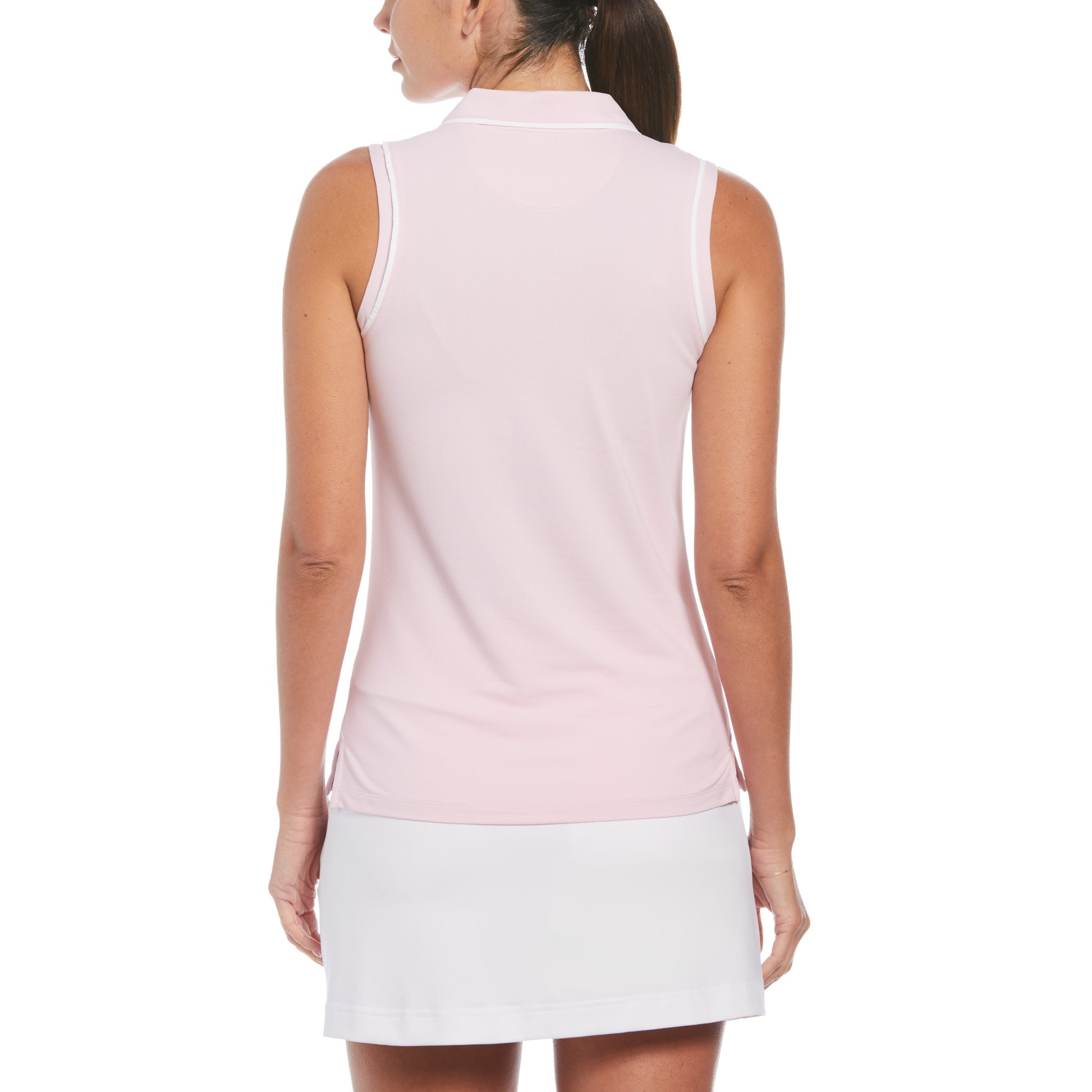 Original Penguin Womens Sleeveless Polo in Gelato Pink with Contrast Piping