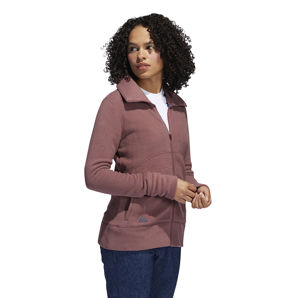 adidas Ladies Fleece Golf Jacket in Quiet Crimson