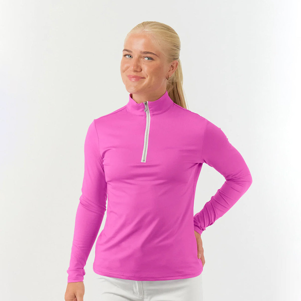 Pure Ladies Lightweight Mid-Layer Top in Azalea Pink