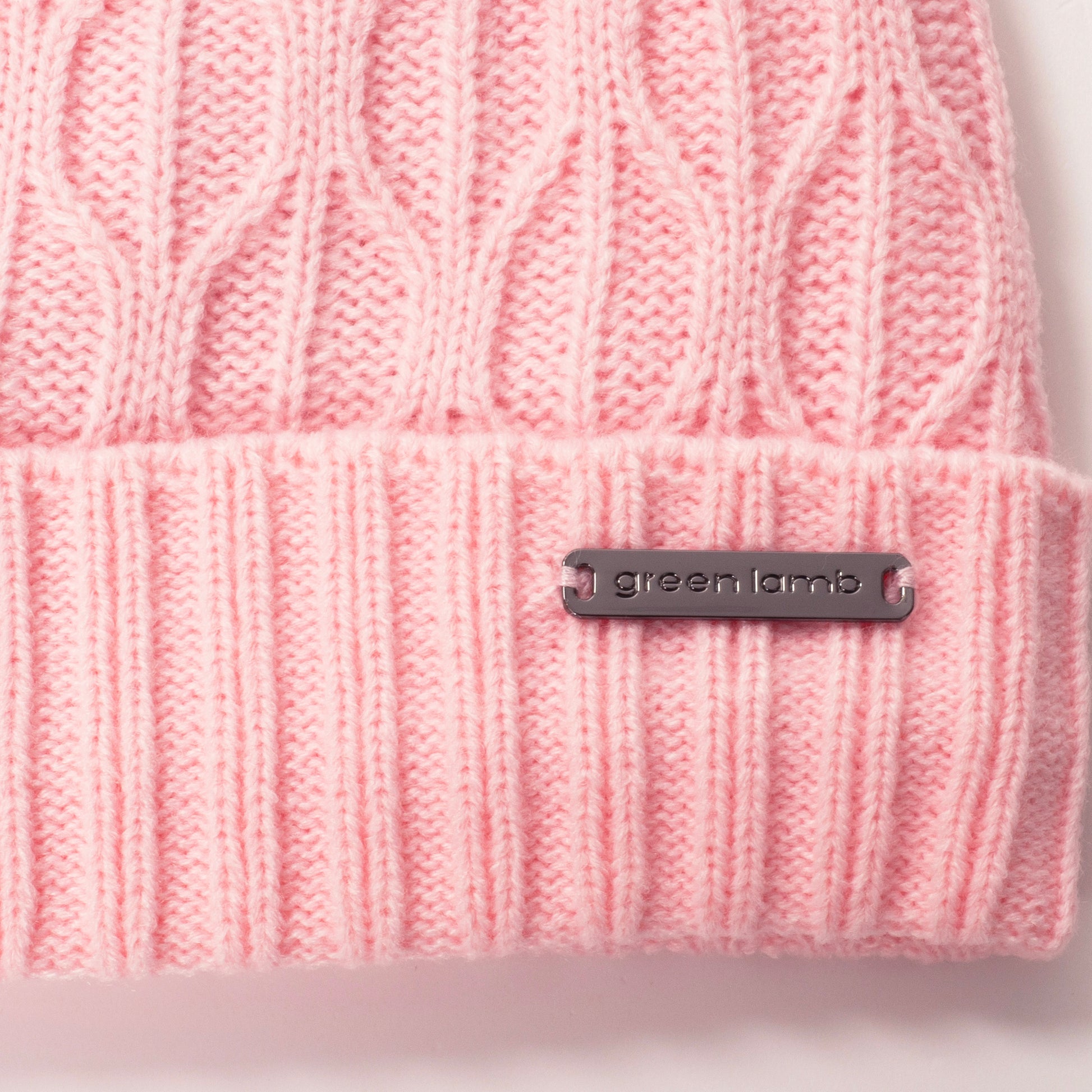 Green Lamb Ladies Fleece Lined Knitted Bobble Hat