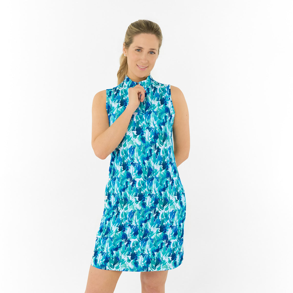 Pure Golf Sleeveless Dress in Abstract Botanical Print