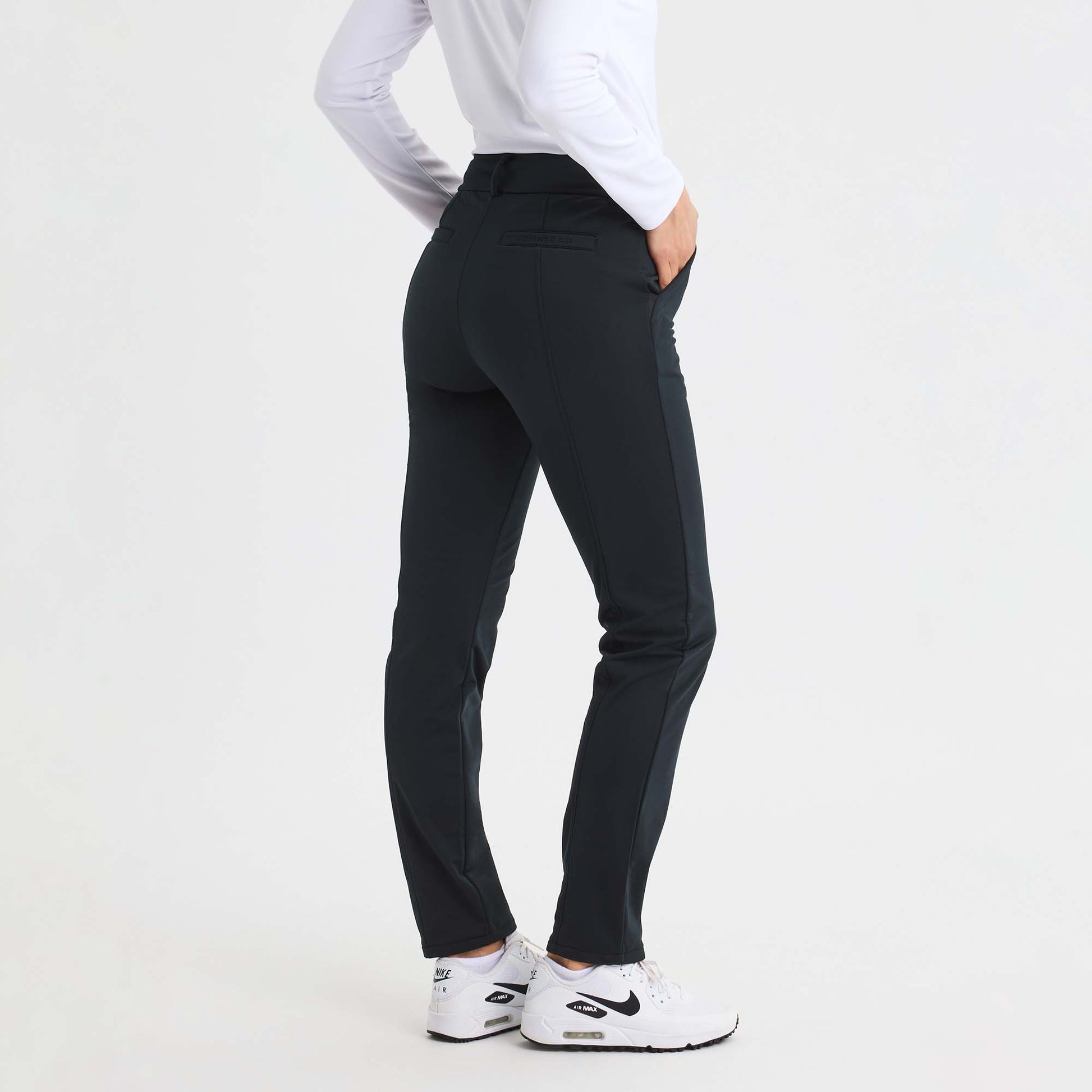 Rohnisch Ladies Thermal Pull-On Golf Trousers with Pintuck Seams in Black