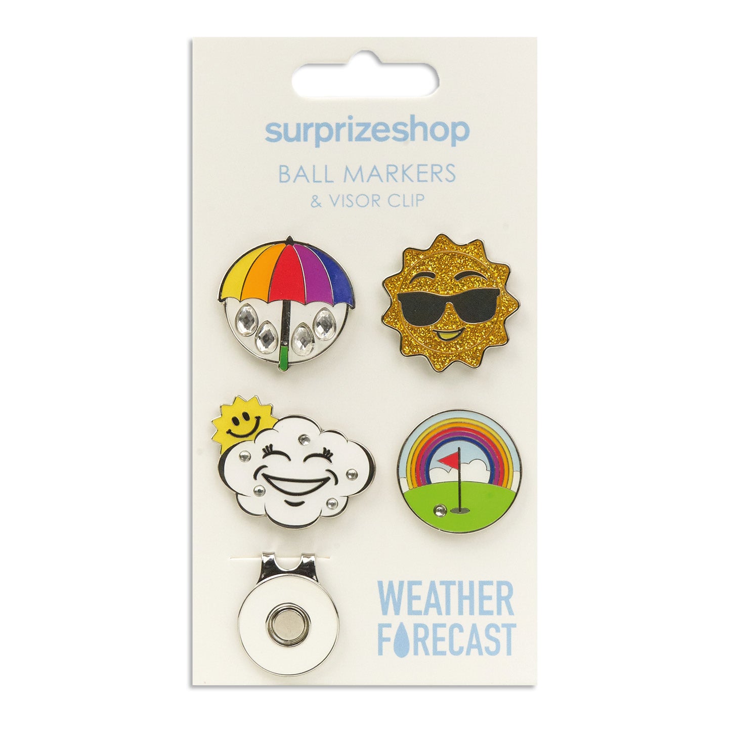 Surprizeshop Golf Ball Marker & Visor Clip Set