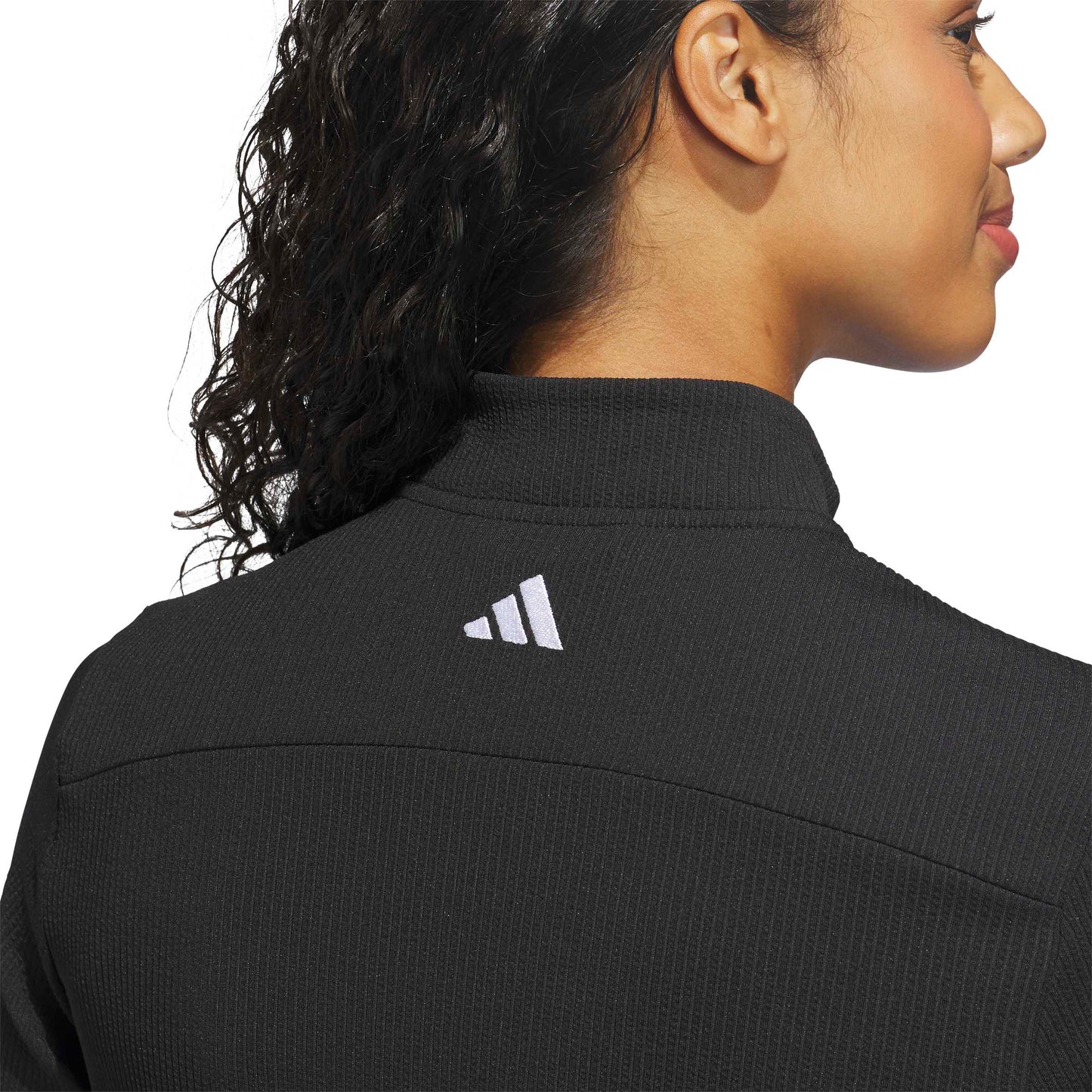 adidas Golf Ladies Full-Zip Textured Jacket - Lightweight Layering for Everyday Wear & On-Course Comfort in Black