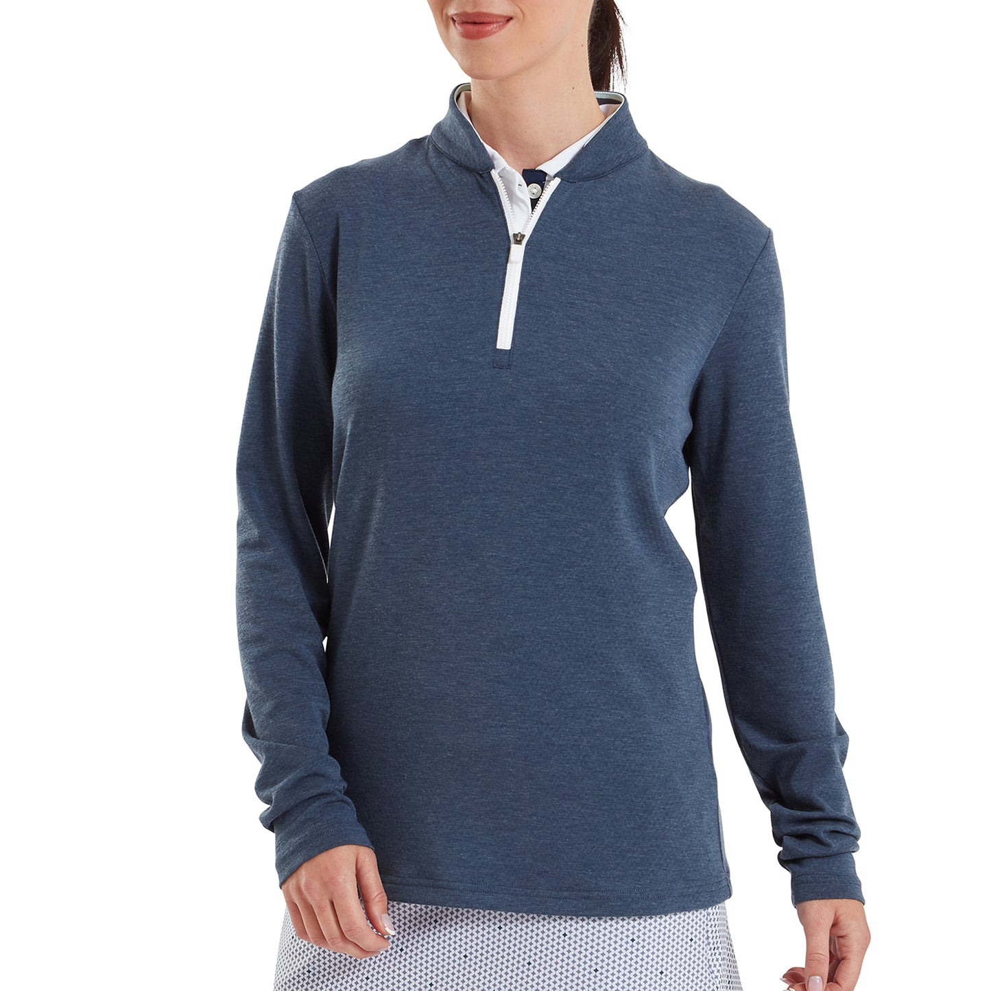 FootJoy Ladies Navy Soft-Stretch Top with Contemporary Collar - Ideal for Layering